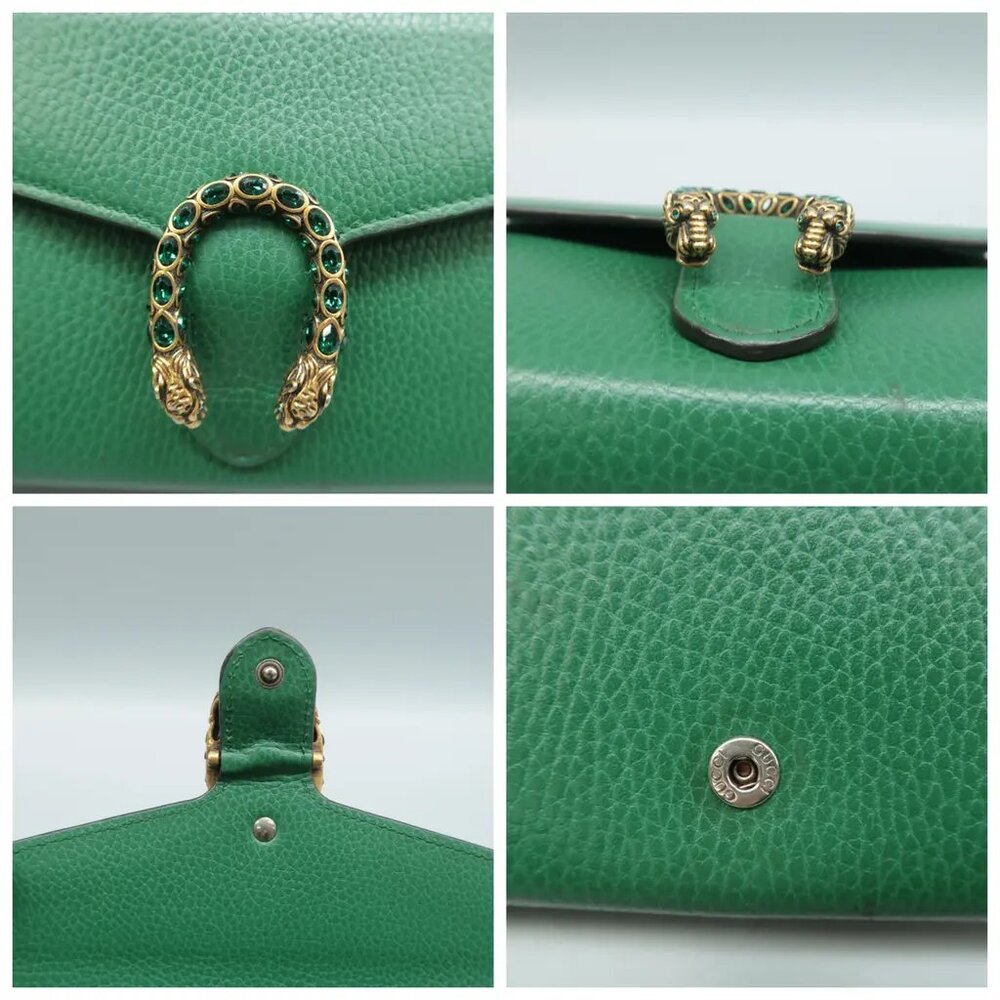 100% Authentic GUCCI Dionysus Chain Wallet Green Leather Shoulder Bag - Picture 7 of 12
